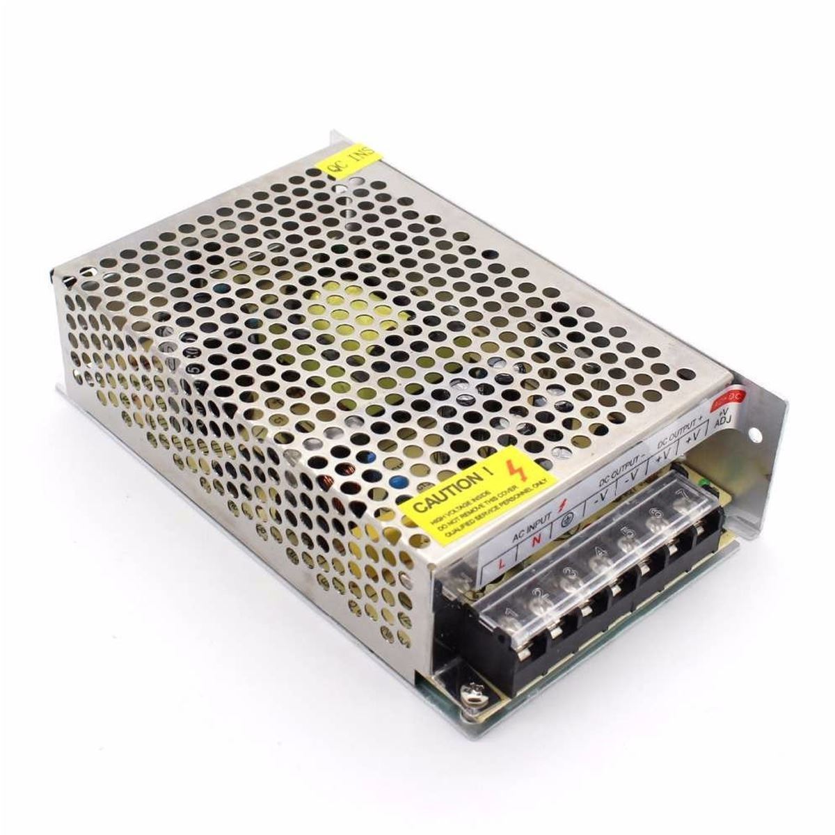 DC 12V 1 Amp - 60 Amp Switching Power Supply for LED strips and CCTV, featuring a durable metal casing and cooling fan.