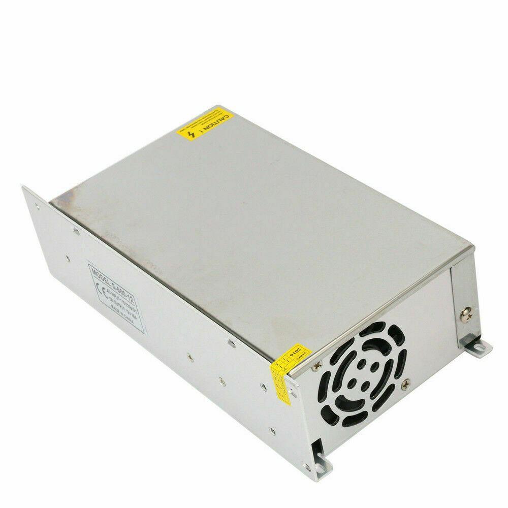 DC 12V 1 Amp - 60 Amp Switching Power Supply for LED strips and CCTV, featuring a durable metal casing and cooling fan.