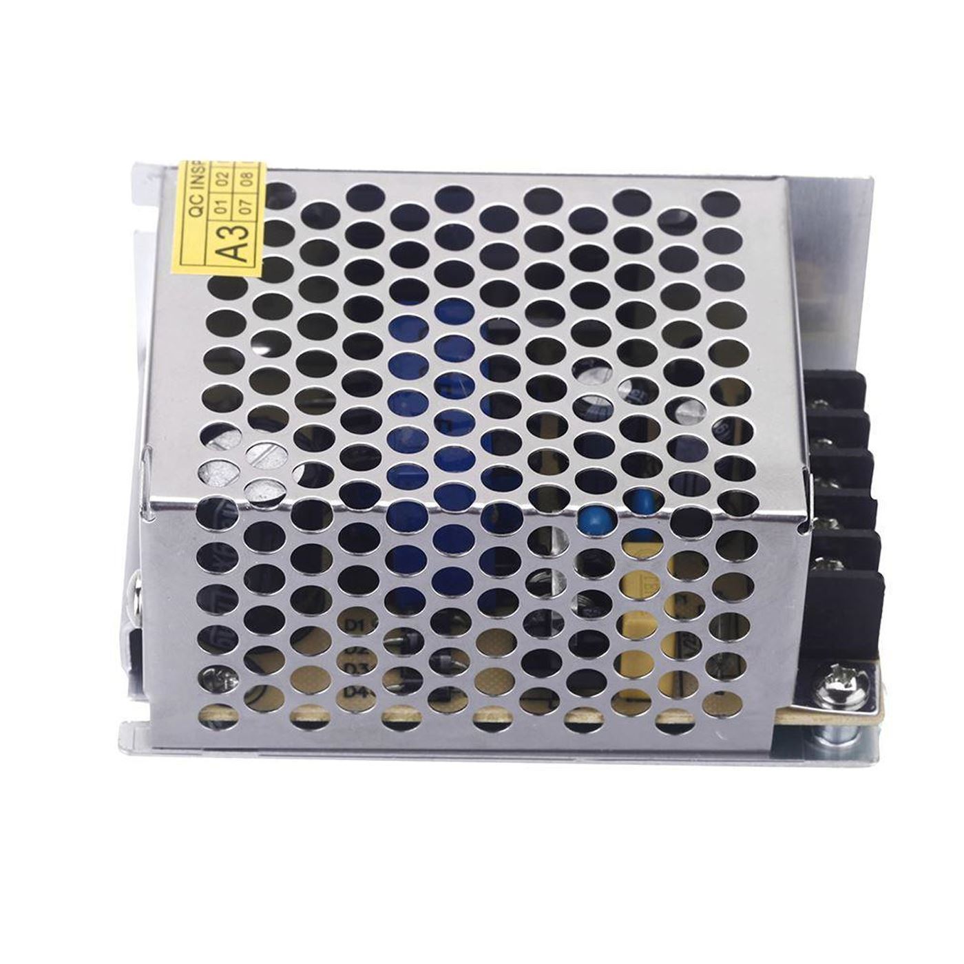 DC 12V 1 Amp - 60 Amp Switching Power Supply for LED strips and CCTV, featuring a durable metal casing and cooling fan.