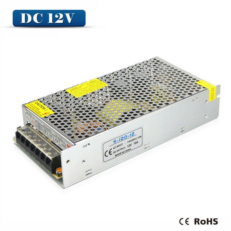 DC 12V 1 Amp - 60 Amp Switching Power Supply for LED strips and CCTV, featuring a durable metal casing and cooling fan.