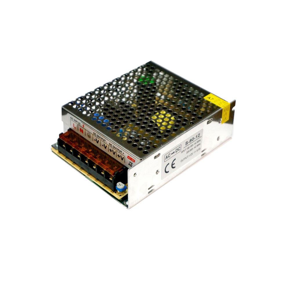 DC 12V 1 Amp - 60 Amp Switching Power Supply for LED strips and CCTV, featuring a durable metal casing and cooling fan.