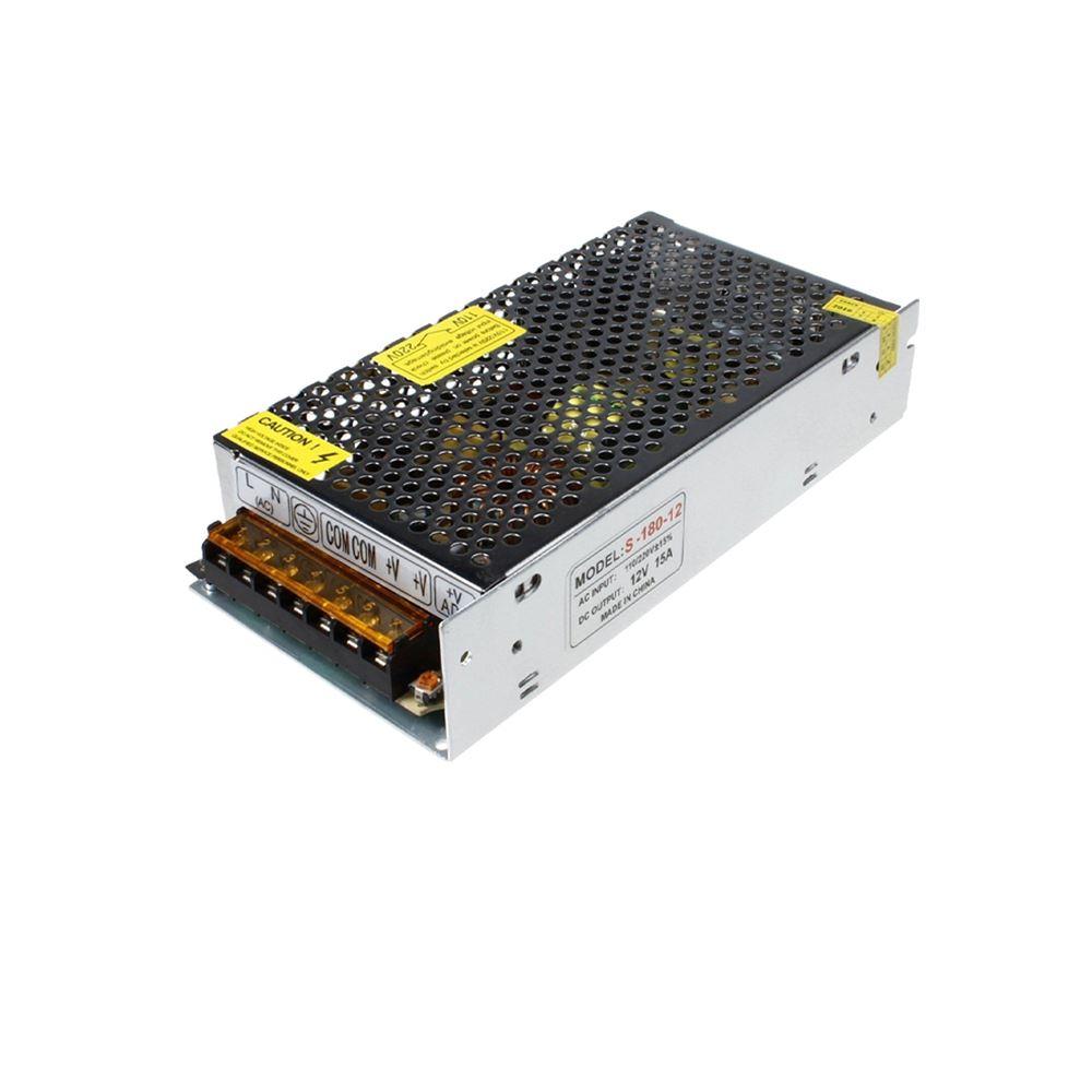 DC 12V 1 Amp - 60 Amp Switching Power Supply for LED strips and CCTV, featuring a durable metal casing and cooling fan.