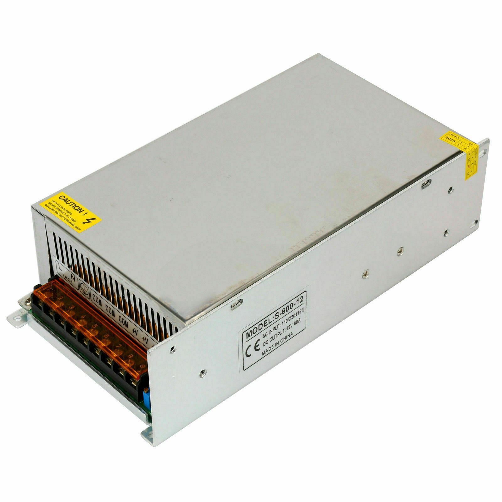 DC 12V 1 Amp - 60 Amp Switching Power Supply for LED strips and CCTV, featuring a durable metal casing and cooling fan.