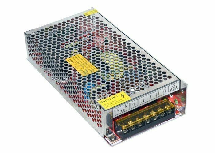 DC 12V 1 Amp - 60 Amp Switching Power Supply for LED strips and CCTV, featuring a durable metal casing and cooling fan.