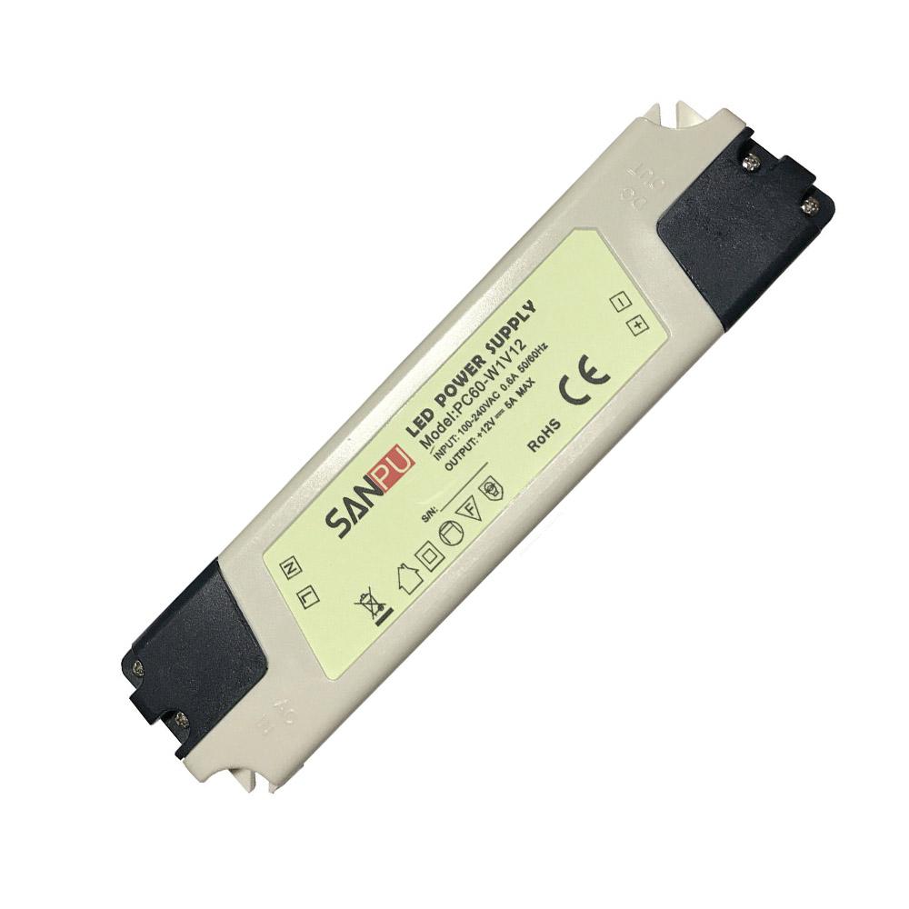 DC 12V 60W LED Driver Power Supply Transformer with specifications and features highlighted.