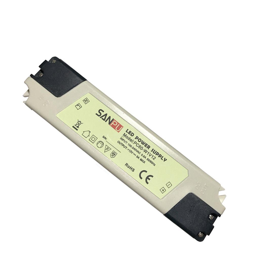 DC 12V 60W LED Driver Power Supply Transformer with specifications and features highlighted.