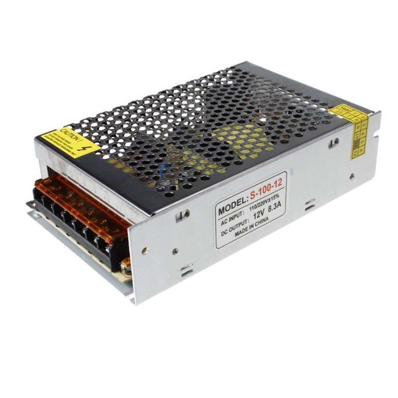 DC 12V 9 Amp Switching Power Supply for LED strips and CCTV, featuring a compact and enclosed design for safety.