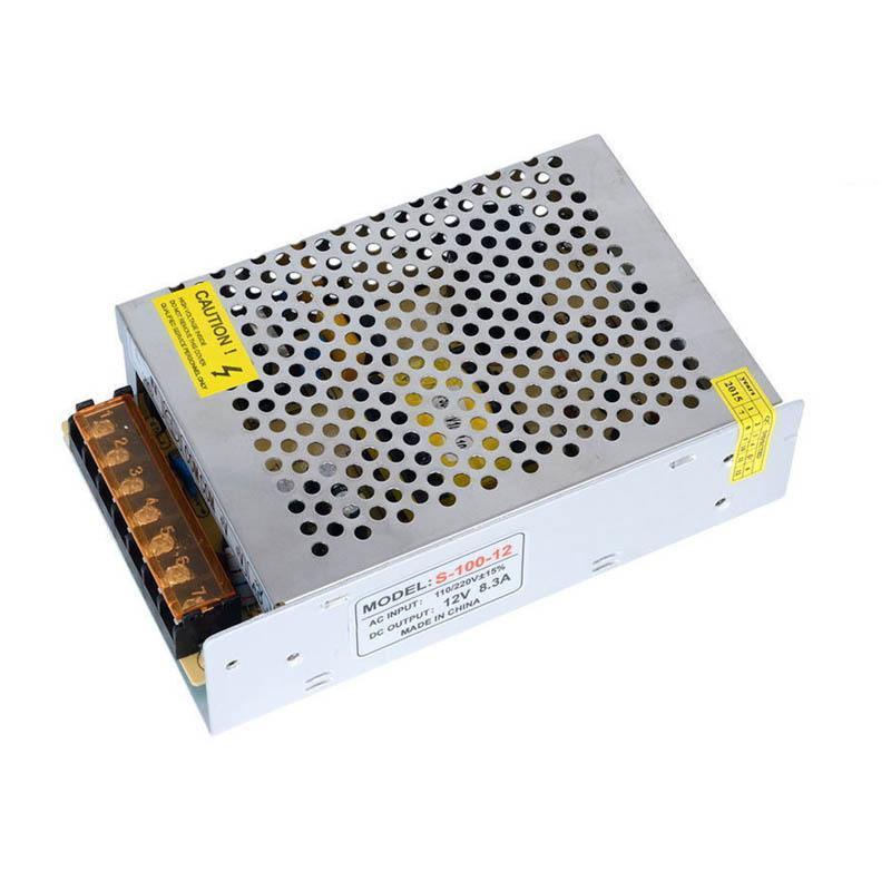 DC 12V 9 Amp Switching Power Supply for LED strips and CCTV, featuring a compact and enclosed design for safety.