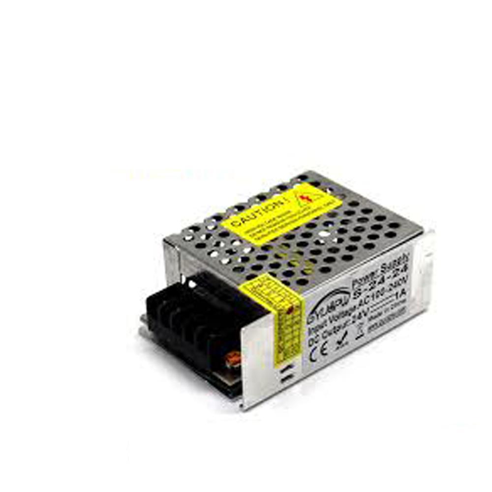 DC 24V 0.8 Amp Switching Power Supply for LED strips and CCTV, compact and fully enclosed design.