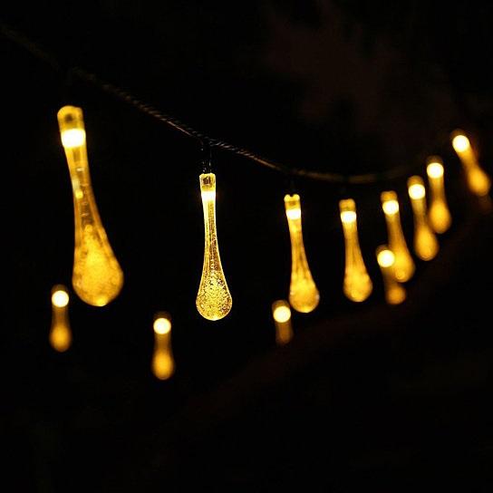 String of yellow teardrop lights.