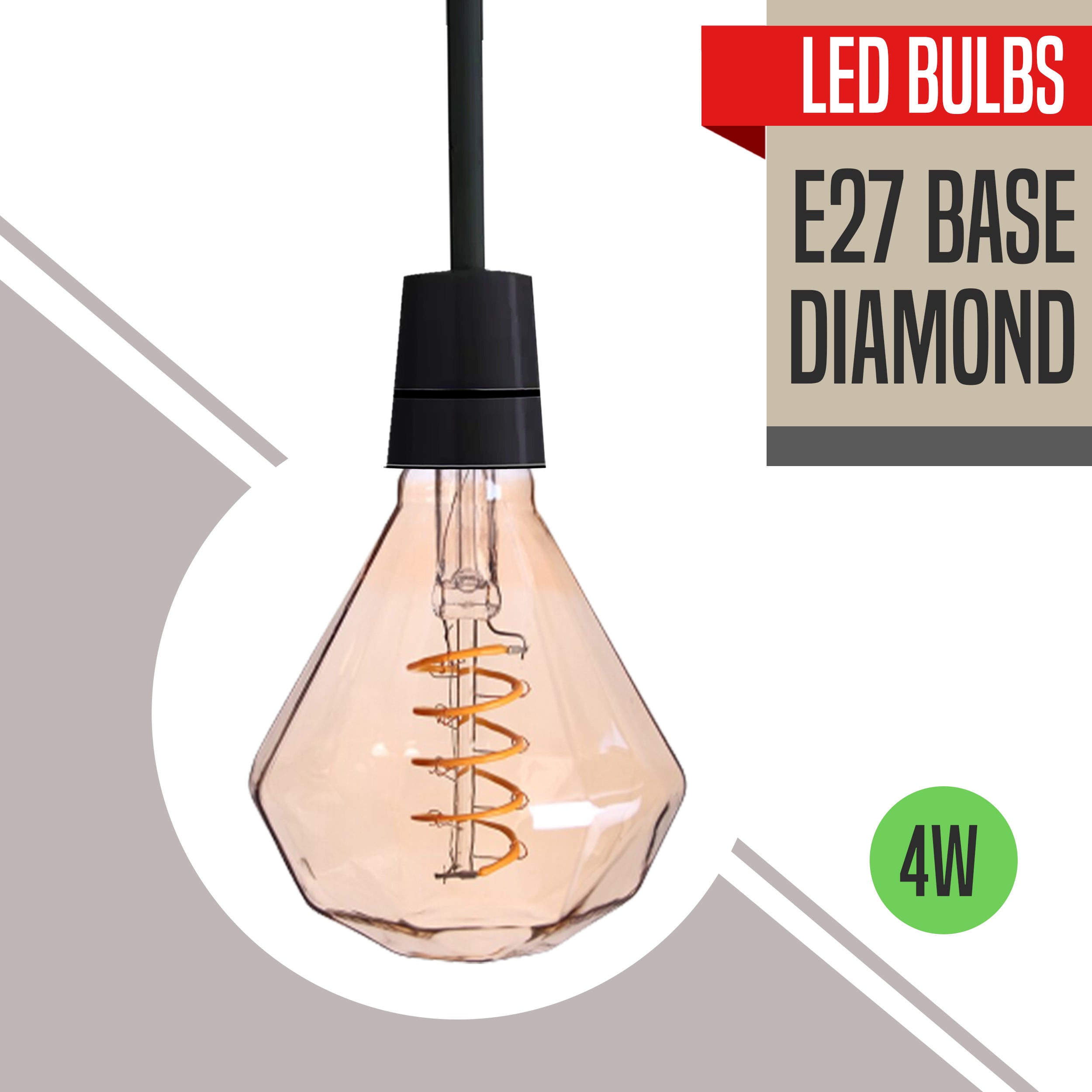 Diamond 4W LED Light Bulb with warm white light and heart-shaped filament design, ideal for stylish lighting.