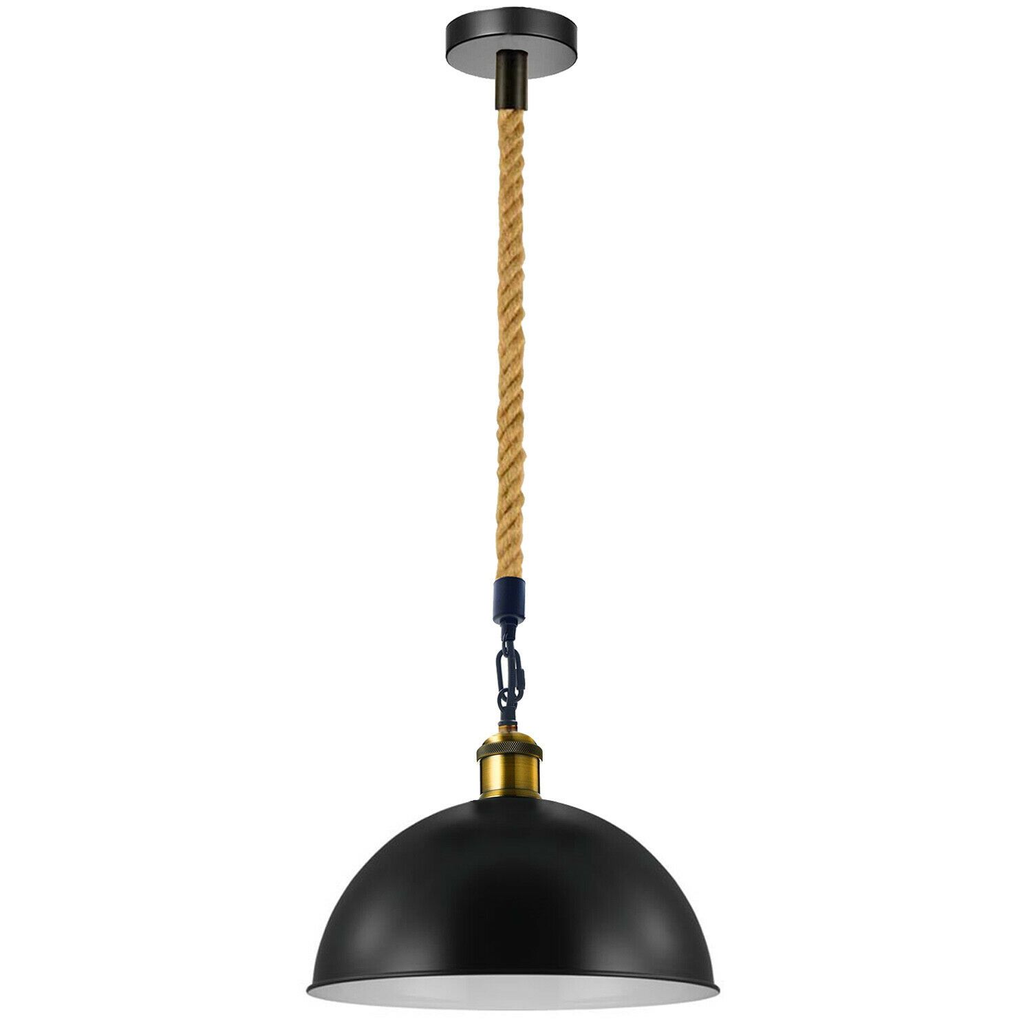 Dome Hemp Rope Pendant Ceiling Light featuring a vintage metal lampshade and hemp rope design, perfect for home decor.