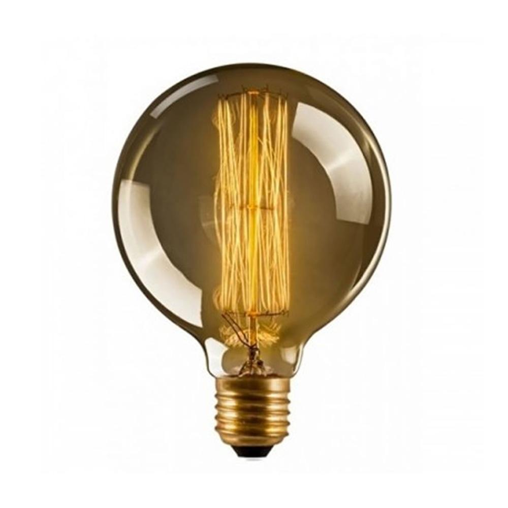 E26 G95 60W Vintage Retro Industrial Filament Dimmable Bulb showcasing warm yellow light and elegant design.