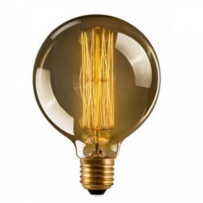 E26 G95 60W Vintage Retro Industrial Filament Dimmable Bulb showcasing warm yellow light and elegant design.