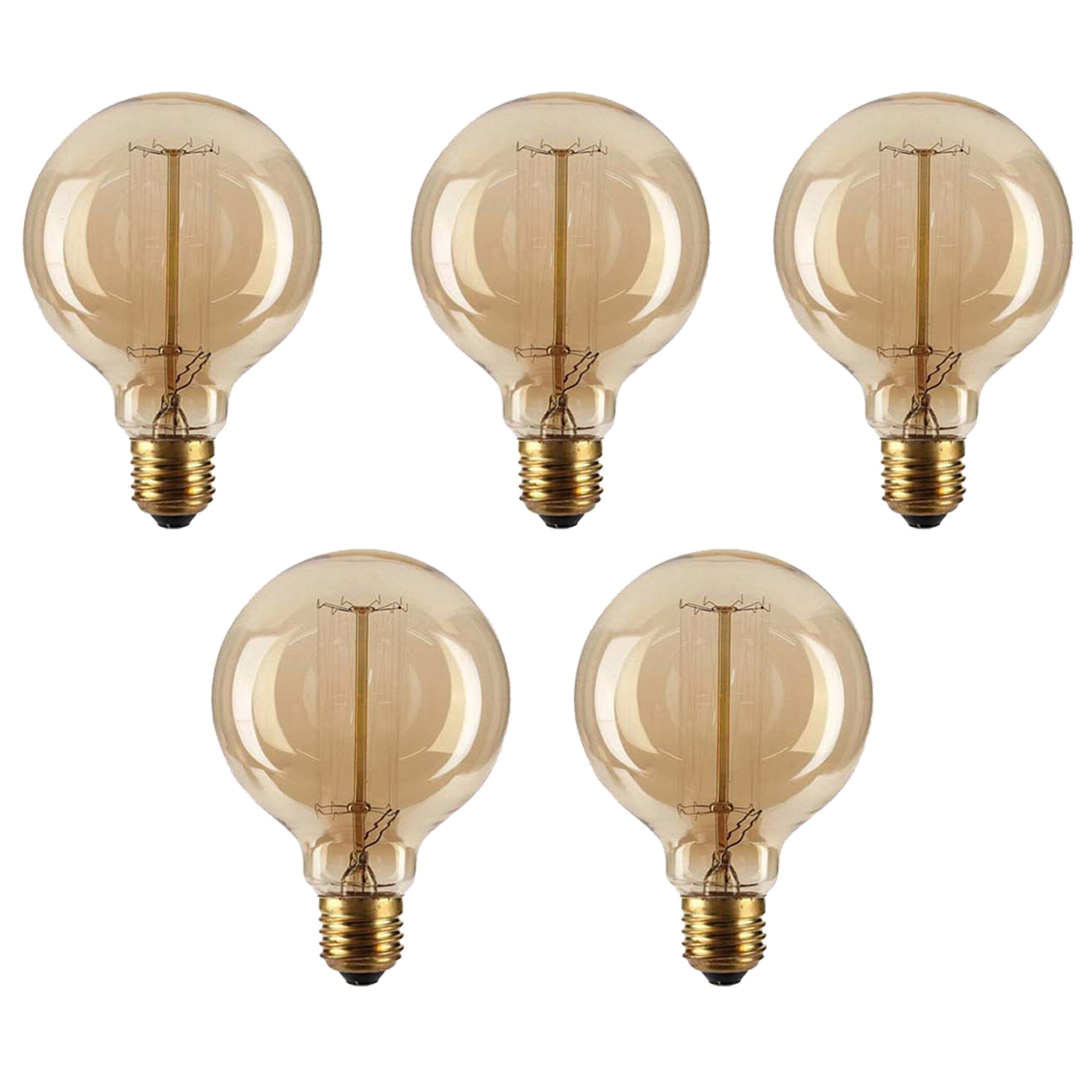 E26 G95 60W Vintage Retro Industrial Filament Dimmable Bulb showcasing warm yellow light and elegant design.