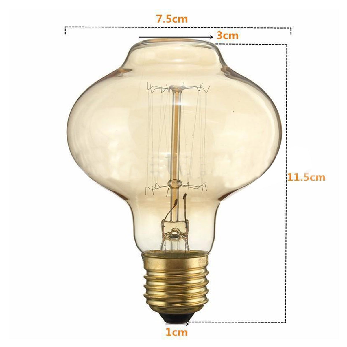 E26 MushRoom 60W Vintage Retro Industrial Filament Bulb with warm yellow light, showcasing its elegant design and E27 base.