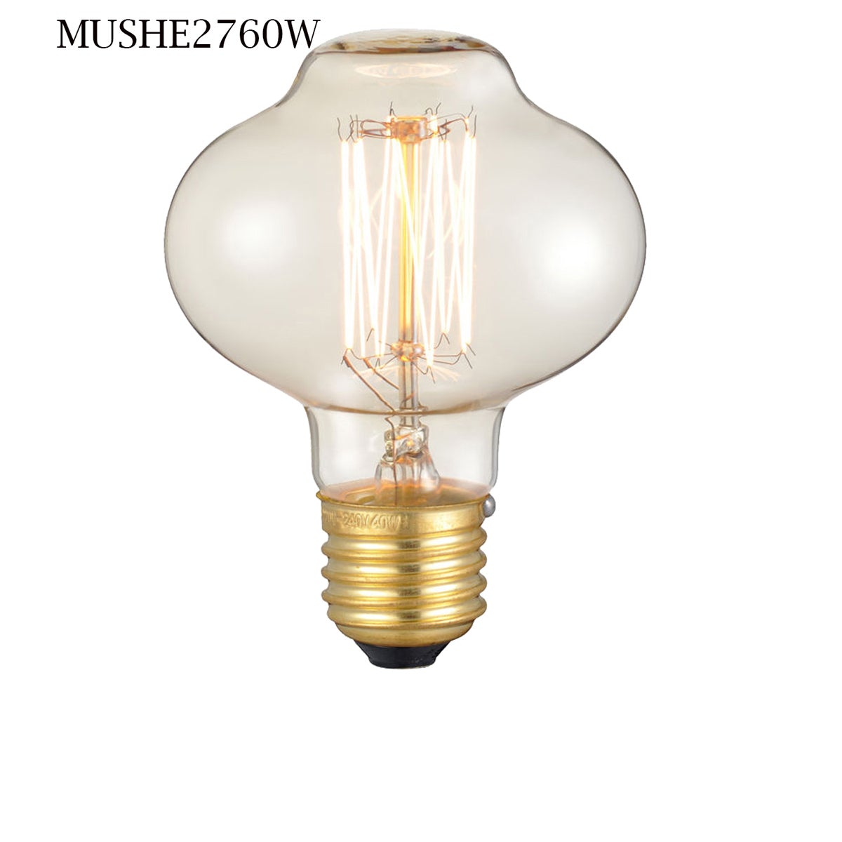 E26 MushRoom 60W Vintage Retro Industrial Filament Bulb with warm yellow light, showcasing its elegant design and E27 base.