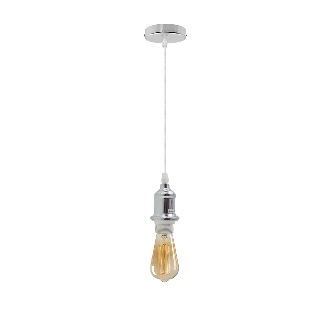 E27 Ceiling Rose Light Fitting showcasing a vintage industrial pendant lamp with a polished rustic finish and a long cord.