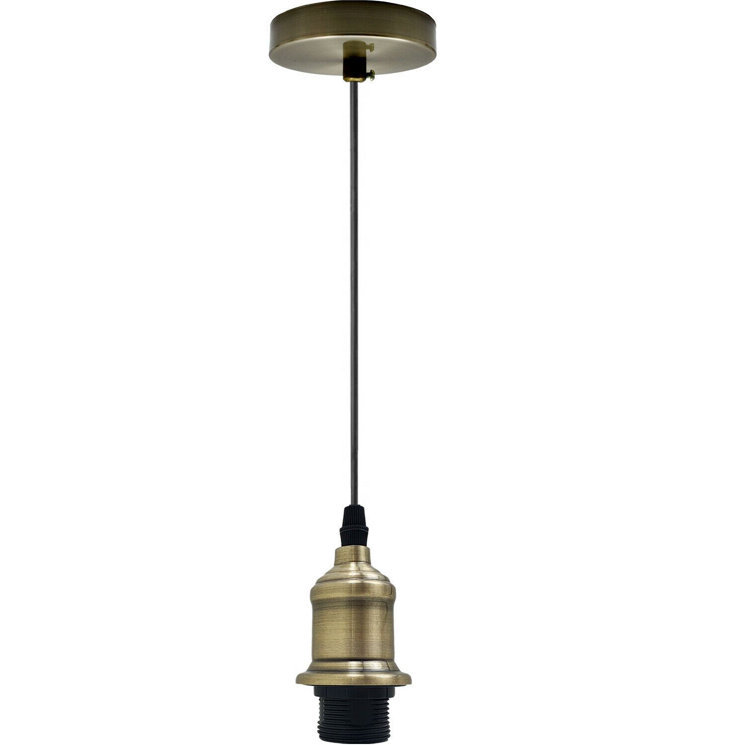 E27 Ceiling Rose Light Fitting showcasing a vintage industrial pendant lamp with a polished rustic finish and a long cord.