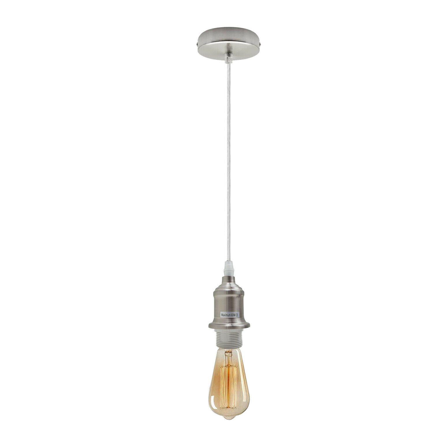 E27 Ceiling Rose Light Fitting showcasing a vintage industrial pendant lamp with a polished rustic finish and a long cord.