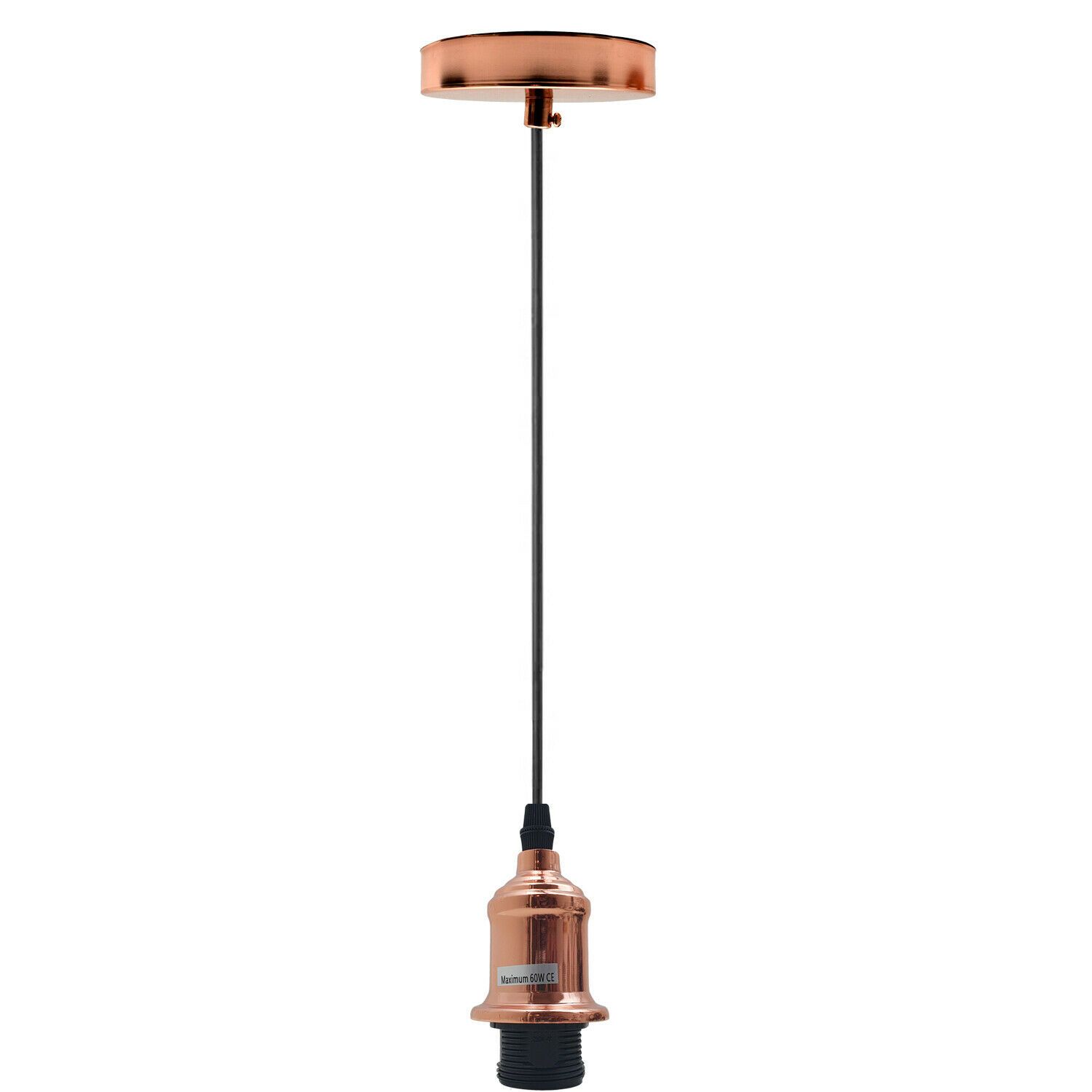 E27 Ceiling Rose Light Fitting showcasing a vintage industrial pendant lamp with a polished rustic finish and a long cord.