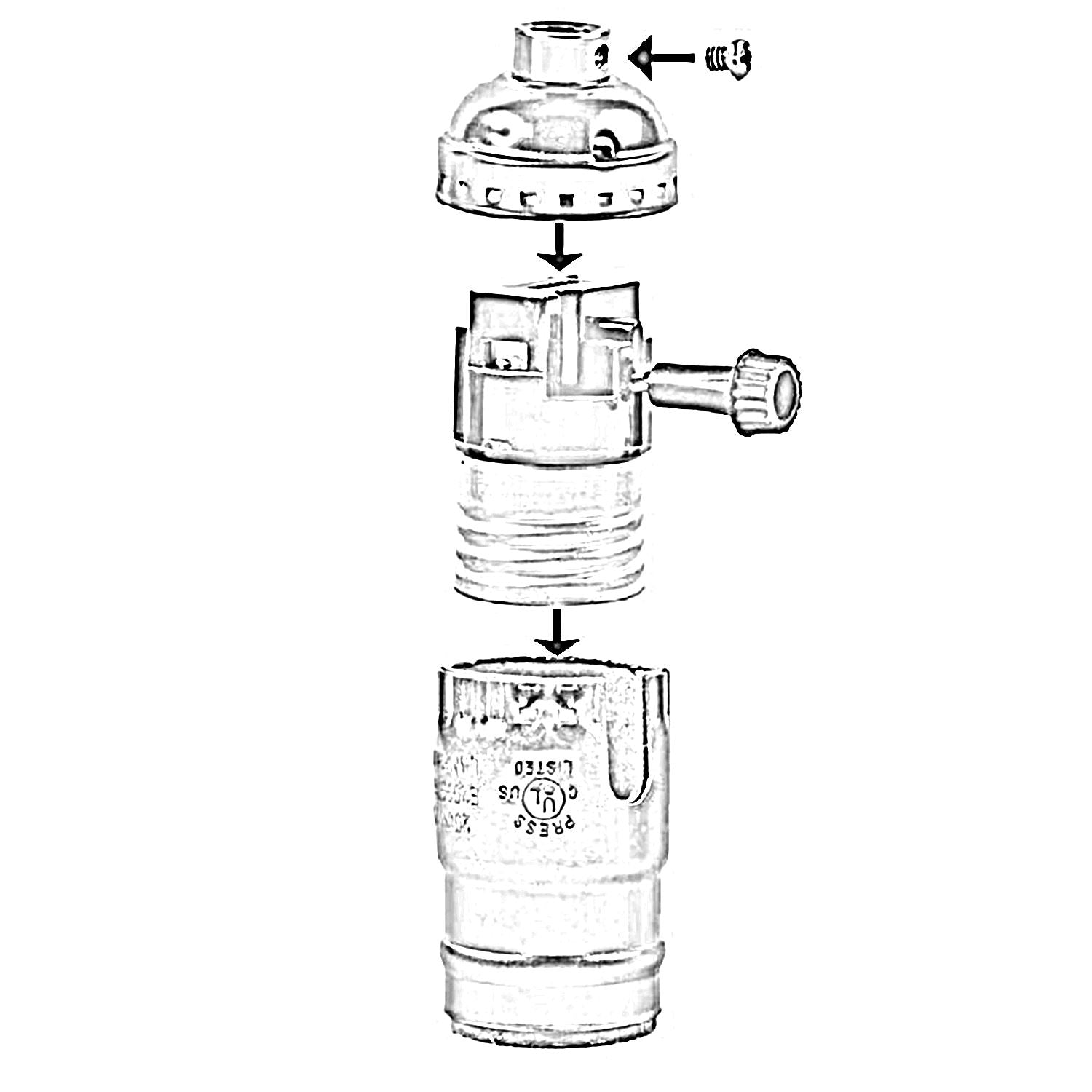 E27 Screw Vintage Switch Bulb Holder in various colors including Black, French Gold, Green Brass, Copper, and Chrome, showcasing its industrial antique design.