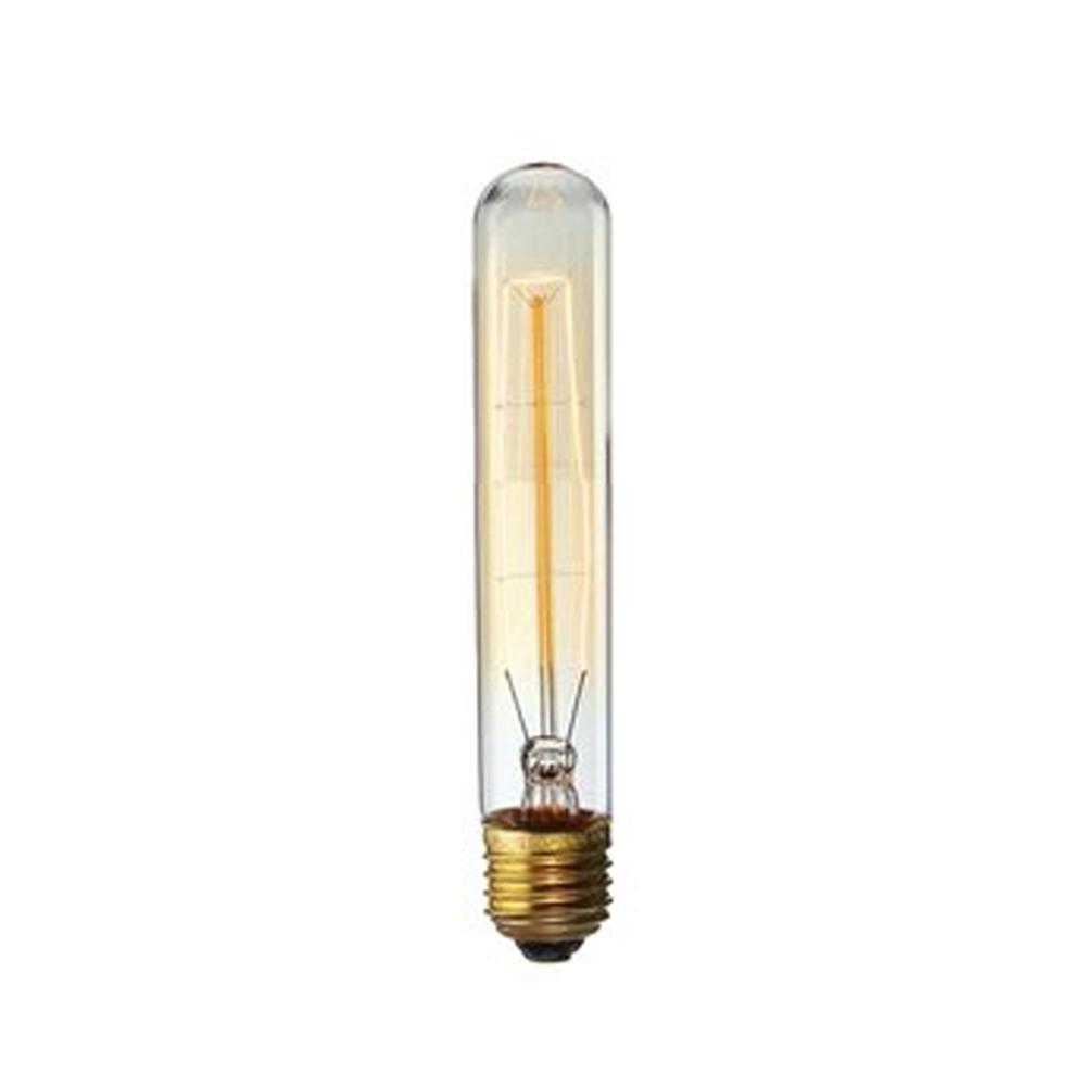 E27 T130 60W Dimmable Vintage Light Filament Bulb showcasing its warm yellow glow and vintage design.