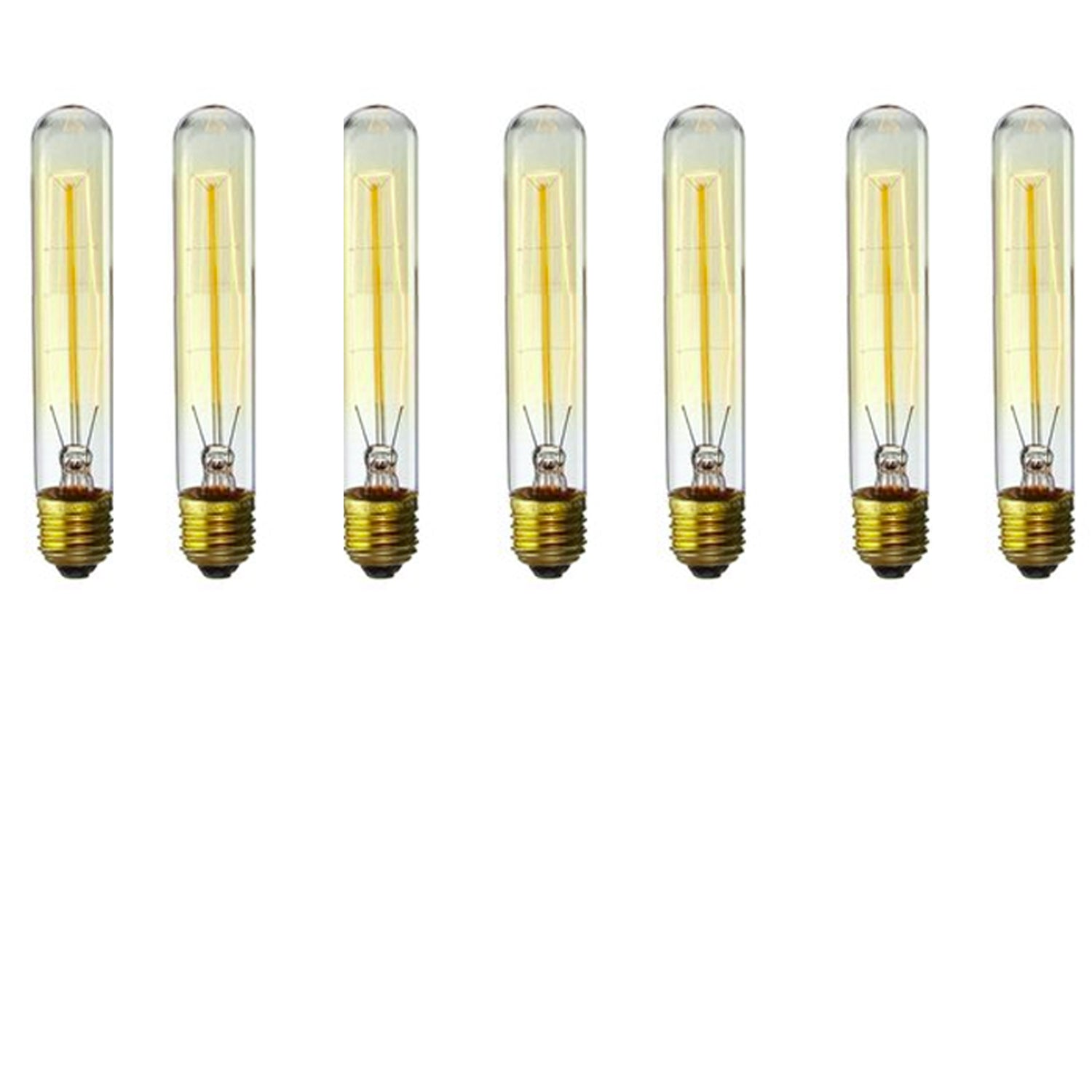 E27 T130 60W Dimmable Vintage Light Filament Bulb showcasing its warm yellow glow and vintage design.