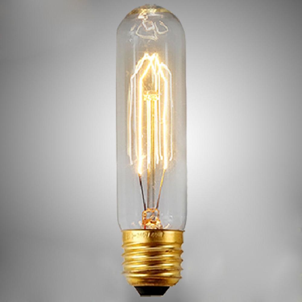 E27 T130 60W Dimmable Vintage Light Filament Bulb showcasing its warm yellow glow and vintage design.