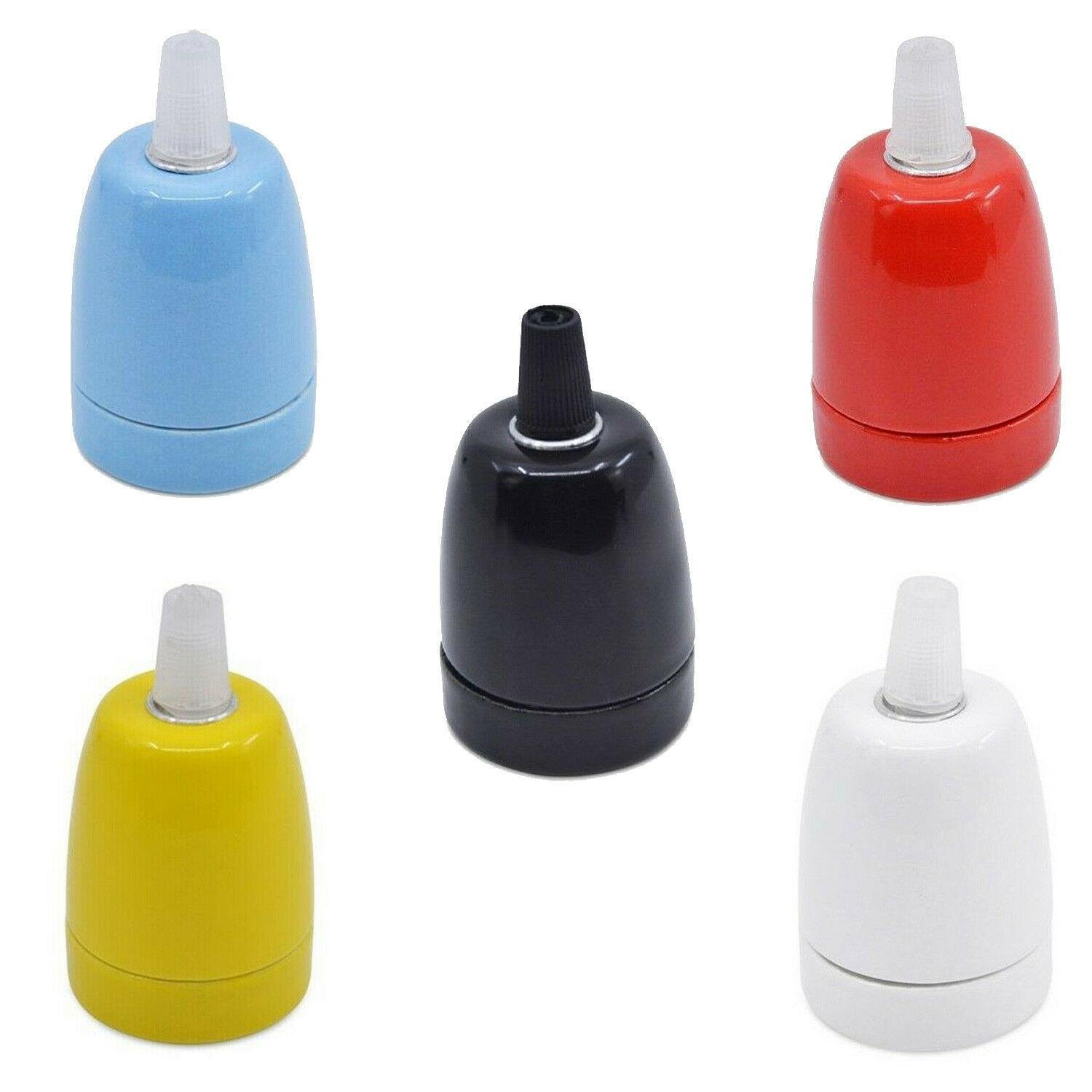 E27 Vintage Light Bulb Socket Lamp Holder in various colors, showcasing its retro design and safety features.