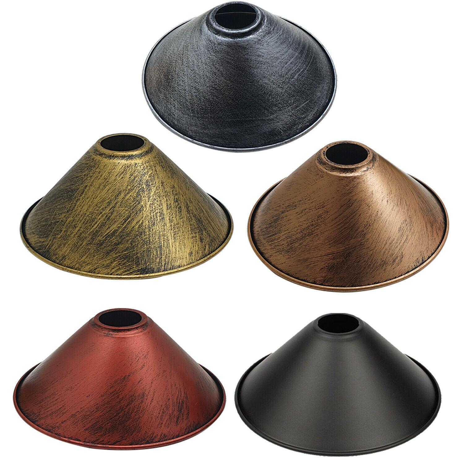 Easy Fit Metal Pendant Lampshade in various colors including Black, White, and Rose Gold, showcasing its contemporary design and sturdy metal construction.