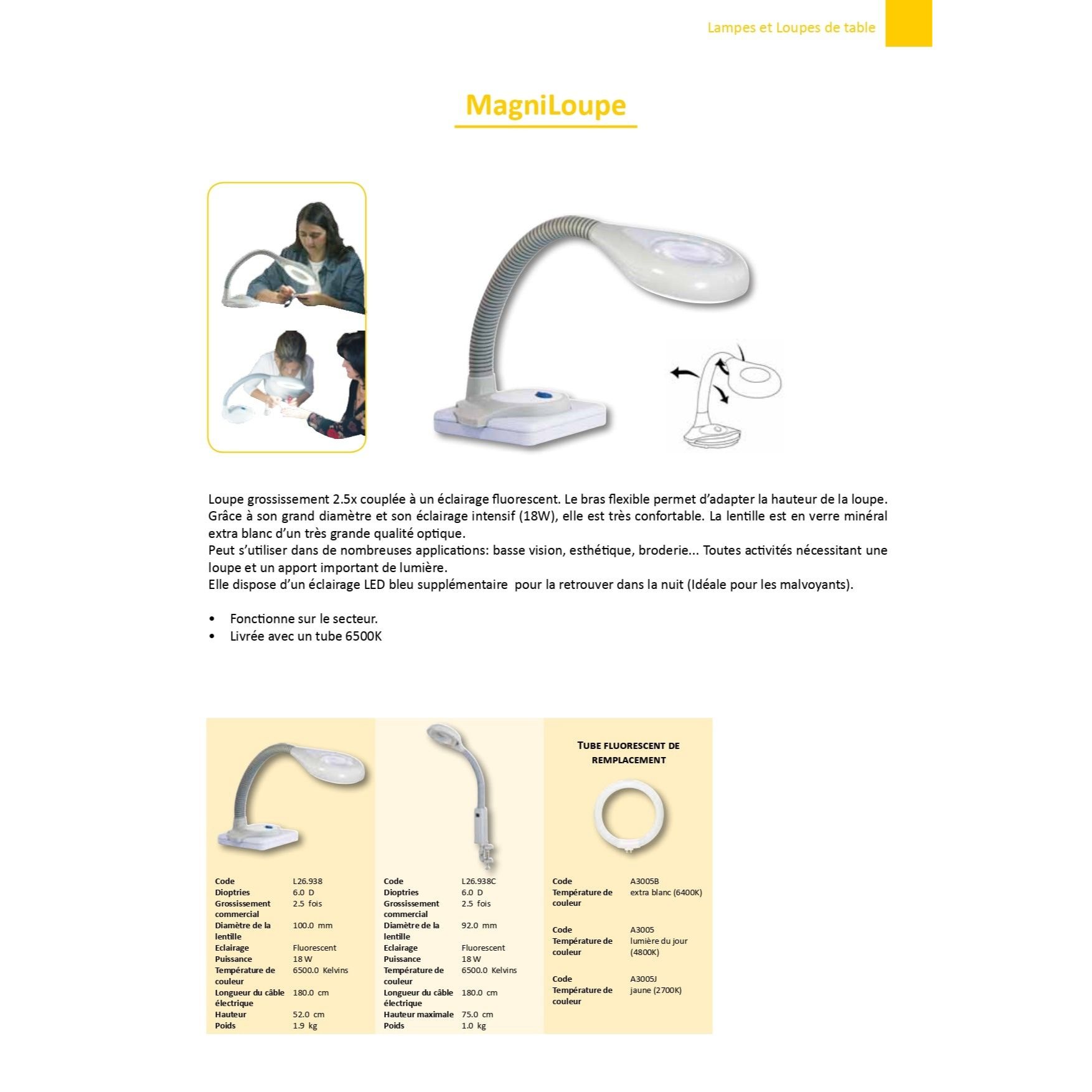 EnviLoupe lamp and magnifier with articulated arm and 110mm lens, showcasing its bright LED lighting and ergonomic design.