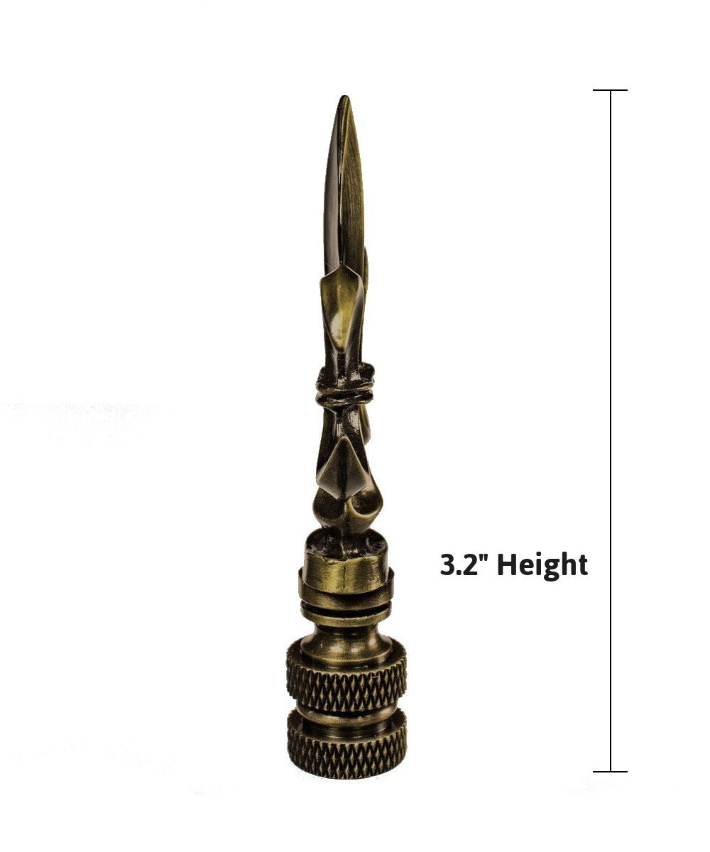 Fleur De Lis Antique Brass Lamp Finial, 3.2 inches tall, featuring an elegant lily flower design with an antiqued brass finish.