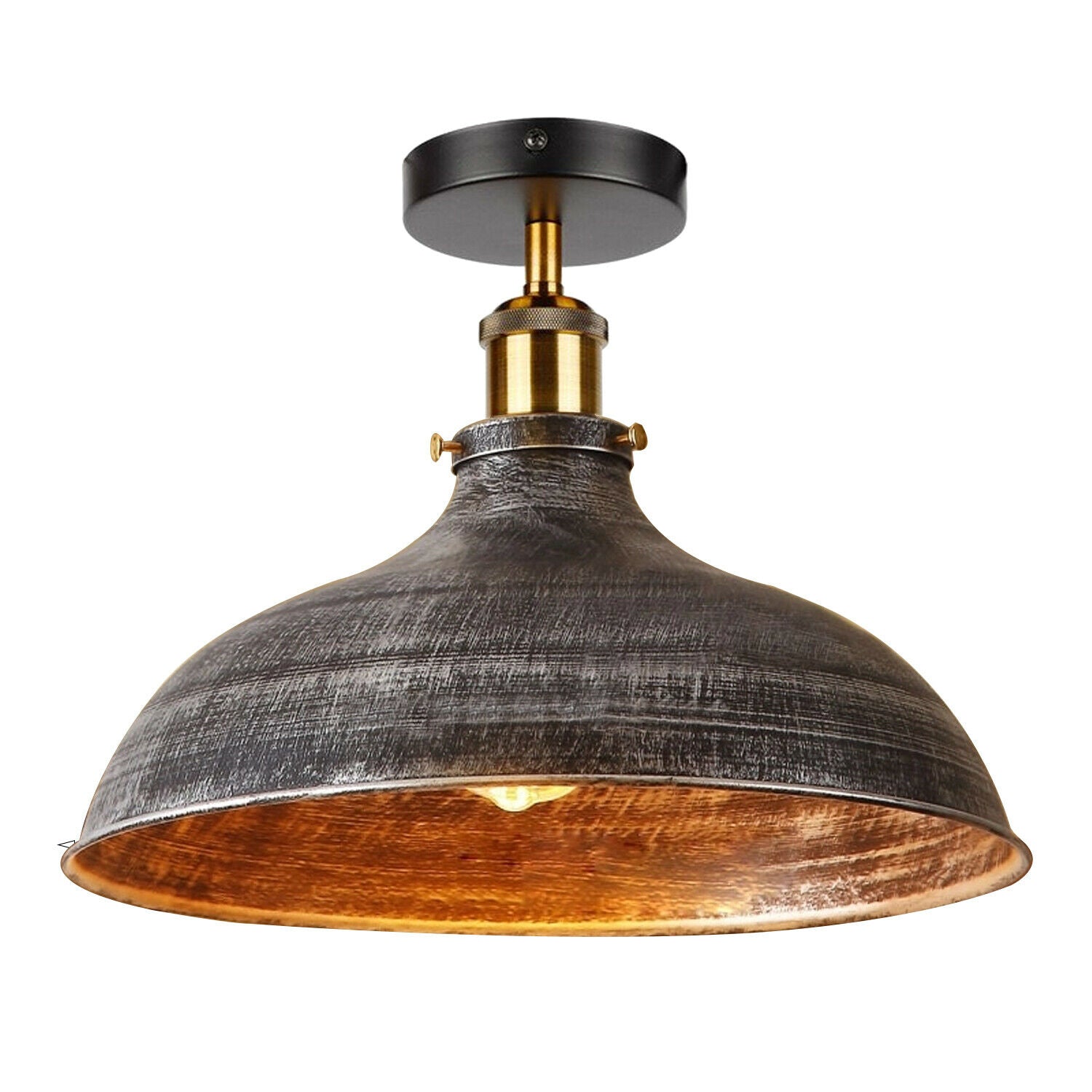 Flush mount ceiling light fixture in black metal, showcasing a stylish design suitable for various interiors.