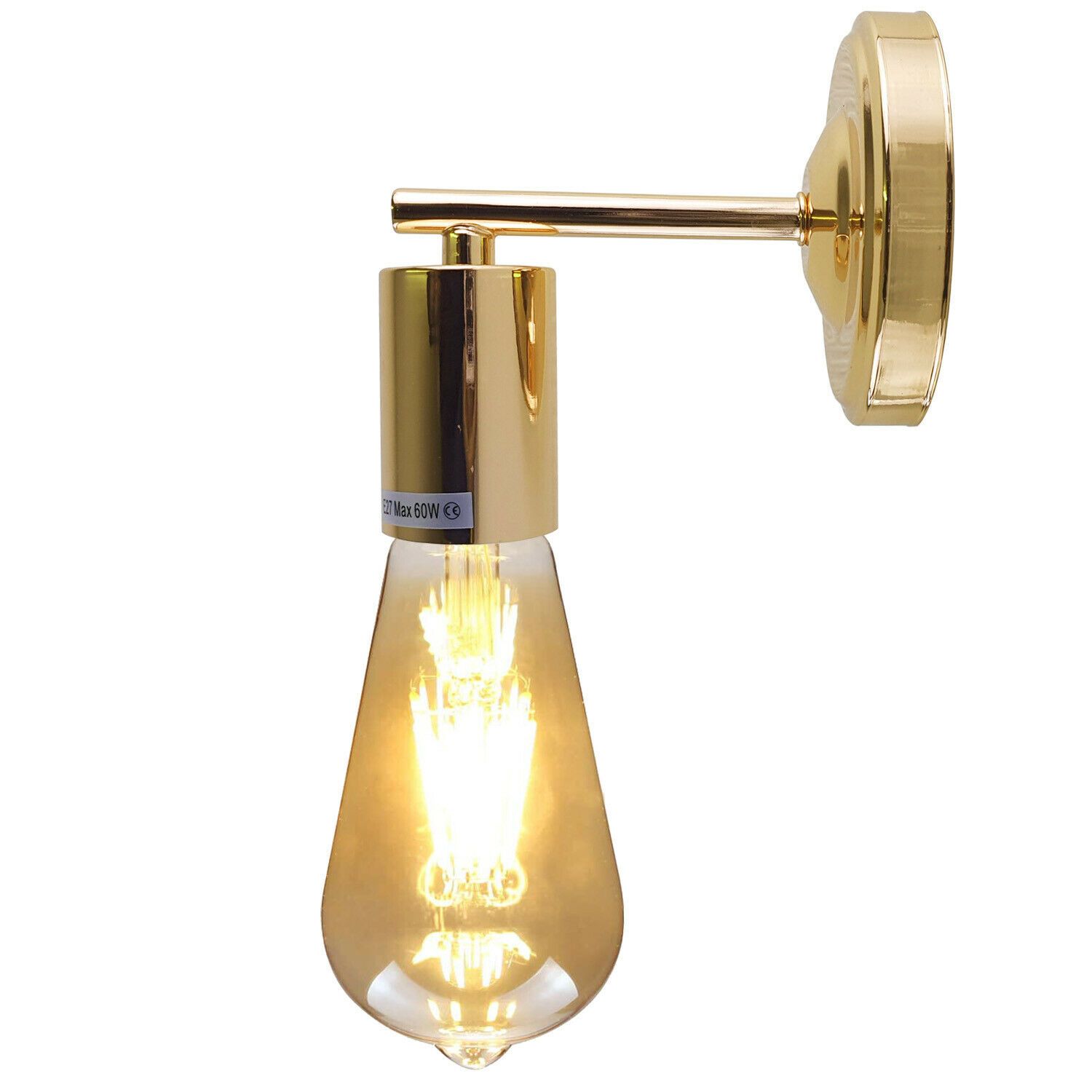 French Gold Industrial Vintage Retro Metallic Sconce Wall Light Lamp with a sleek design and white interior for enhanced illumination.