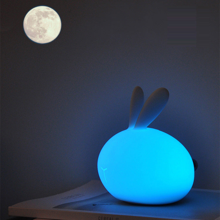 Friendly Soft Silicone USB Eye Care Night Light in the shape of a rabbit, designed for children's bedrooms with a soft glow.