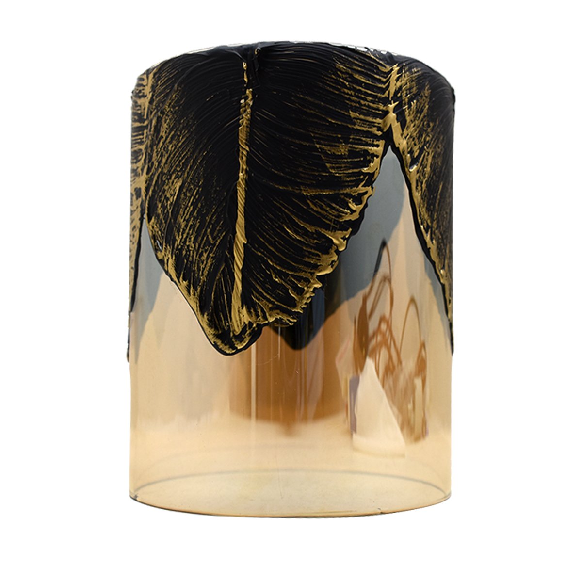 Golden glass industrial pendant lampshade with intricate pattern, perfect for vintage decor.