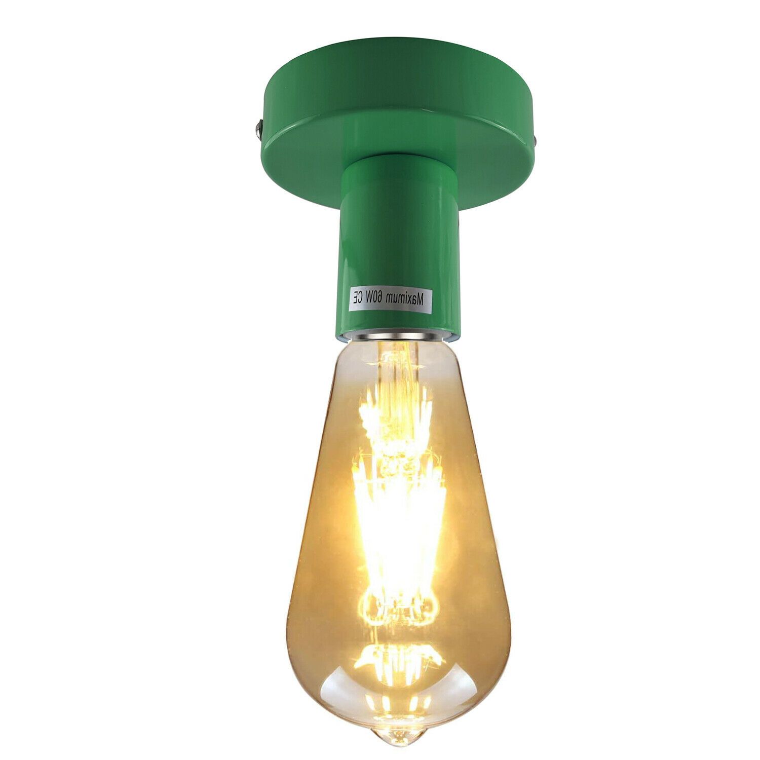 Green Flush Mount Ceiling Light Fitting showcasing its elegant design and E27 lamp base.