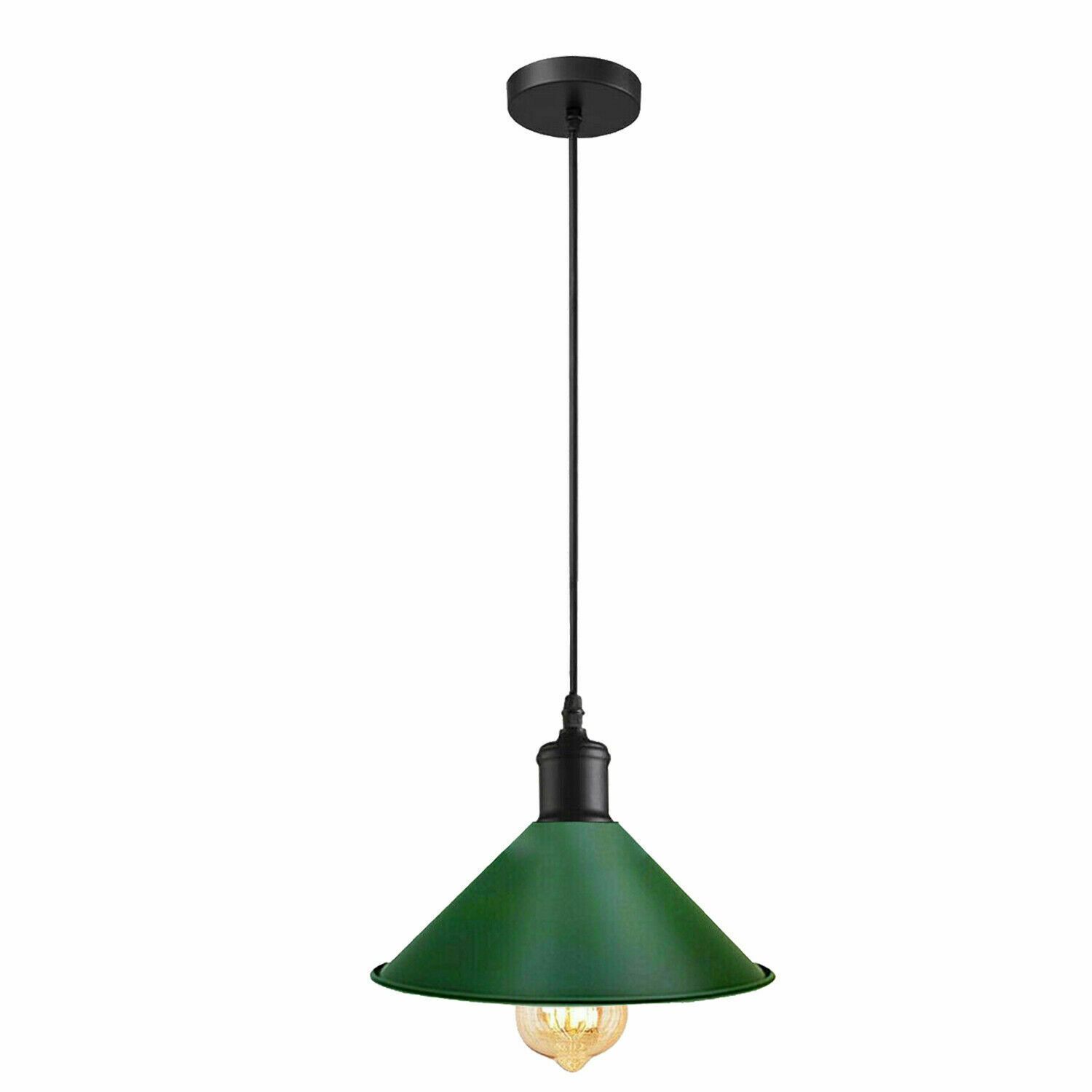 Green Pendant Lamp with industrial design, featuring a metallic finish and 95cm cable, perfect for modern interiors.