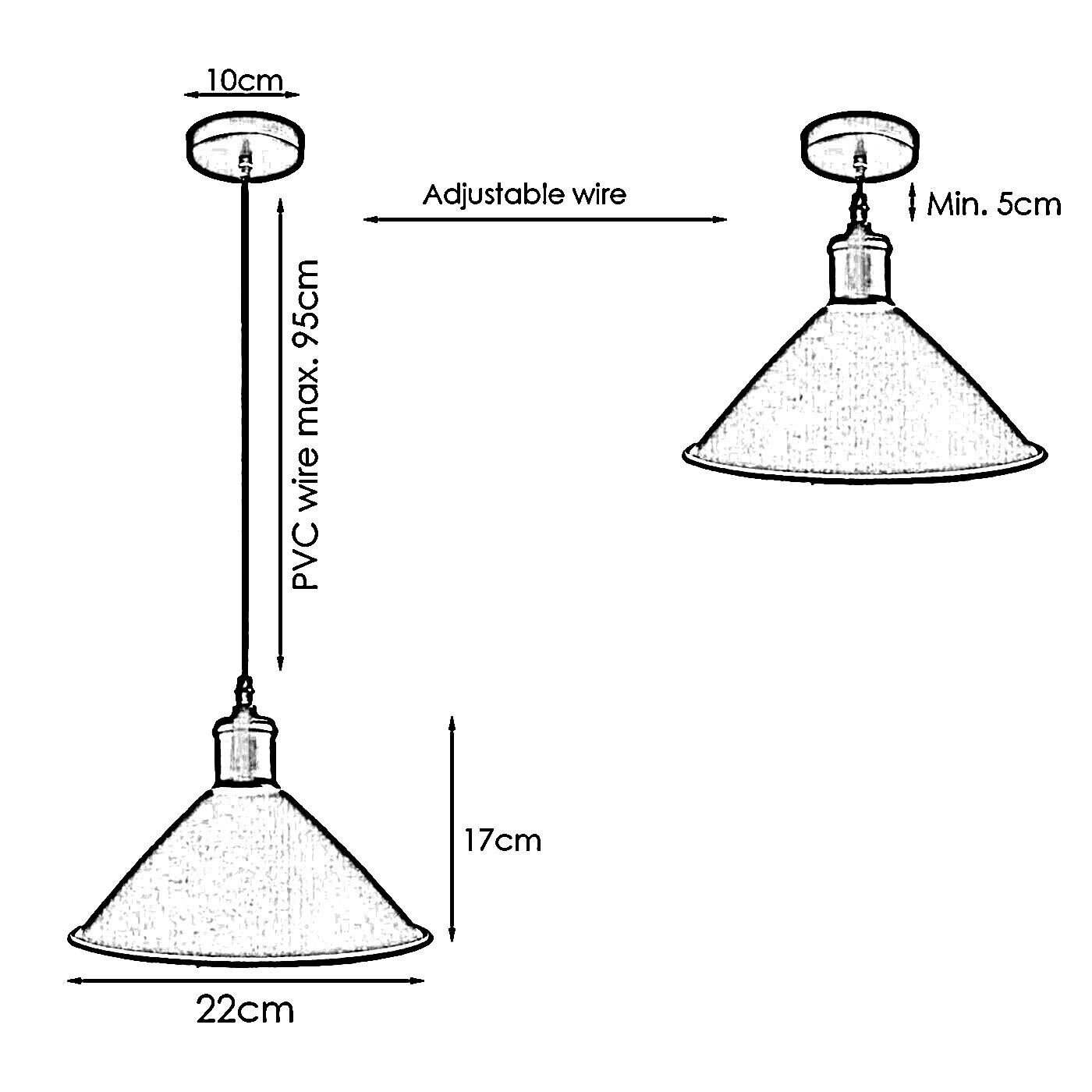 Green Pendant Lamp with industrial design, featuring a metallic finish and 95cm cable, perfect for modern interiors.