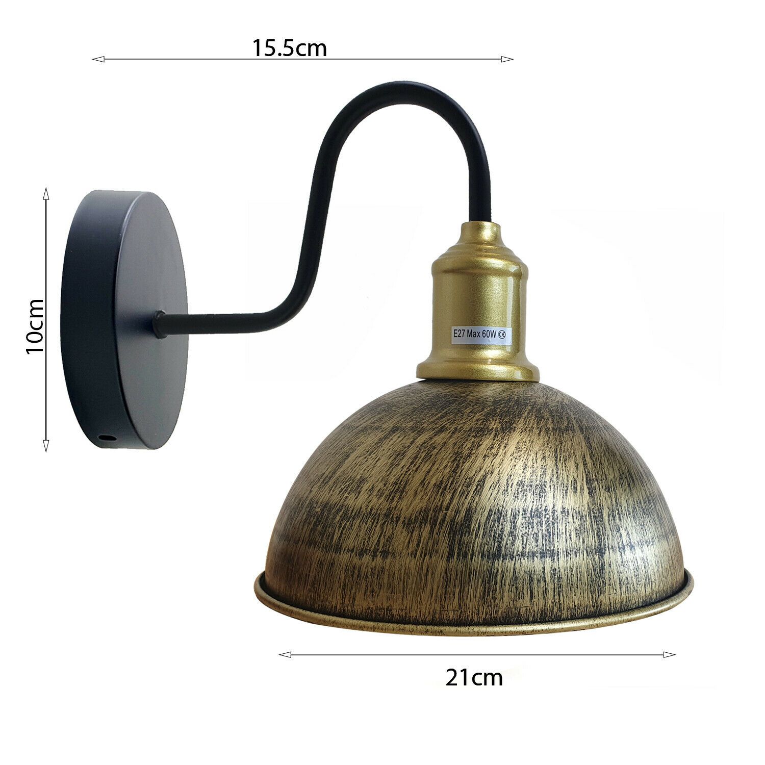 Half round shape modern vintage retro rustic sconce wall light lamp with metal shade, perfect for home decor.