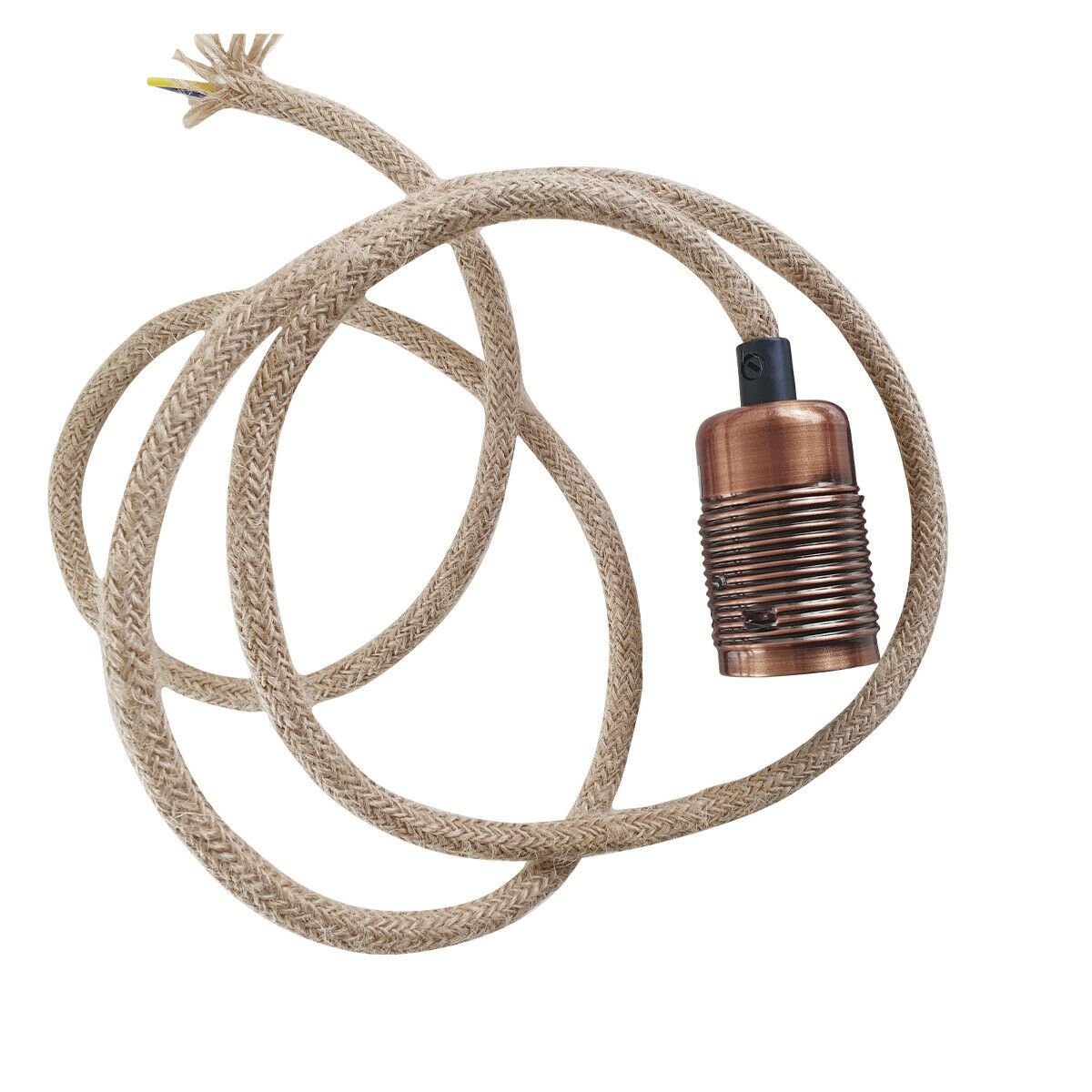 Hemp Pendant Light with E27 Copper Holder showcasing a rustic design and vintage style, perfect for home and commercial use.