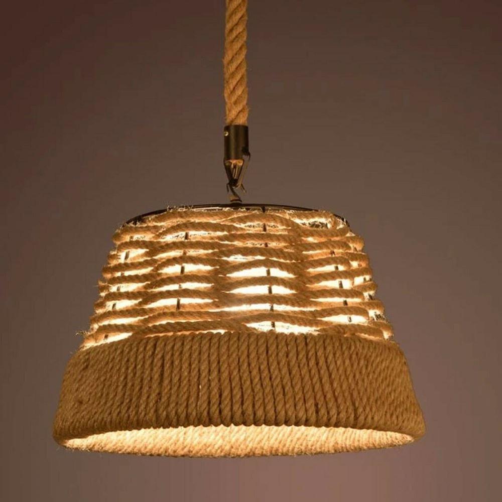 Hemp Rope Iron Industrial Light pendant lamp showcasing a rustic design with a hemp rope shade and iron holder.