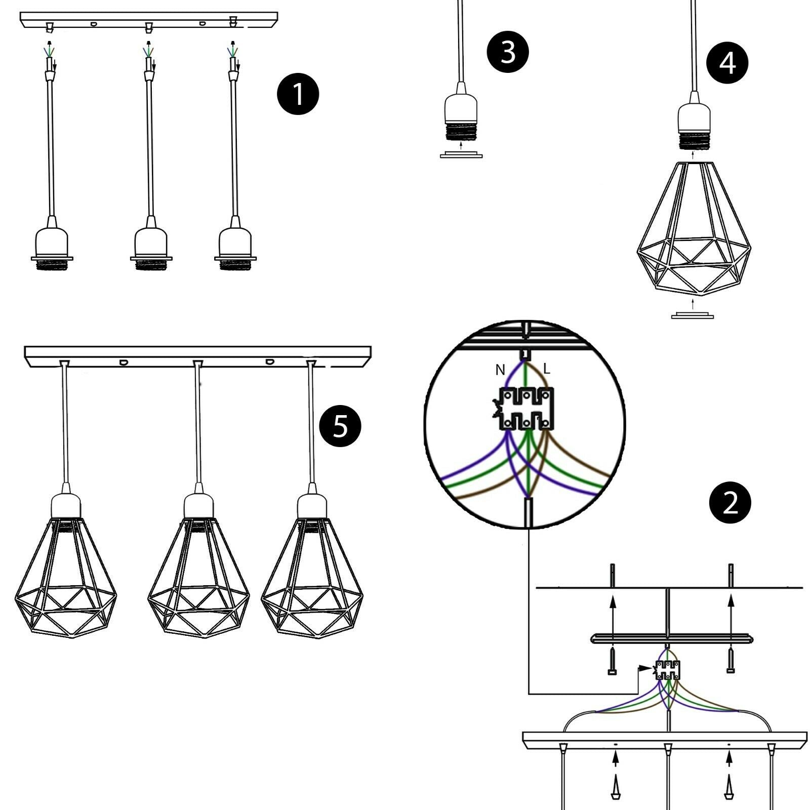 Industrial Geometric Cage Pendant Lamp showcasing a black metal design with a geometric cage structure, ideal for modern decor.