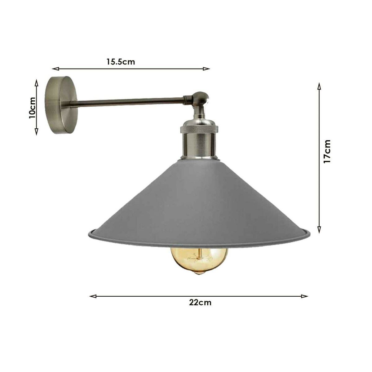 Industrial grey wall lamp with adjustable cone shade, perfect for vintage decor.