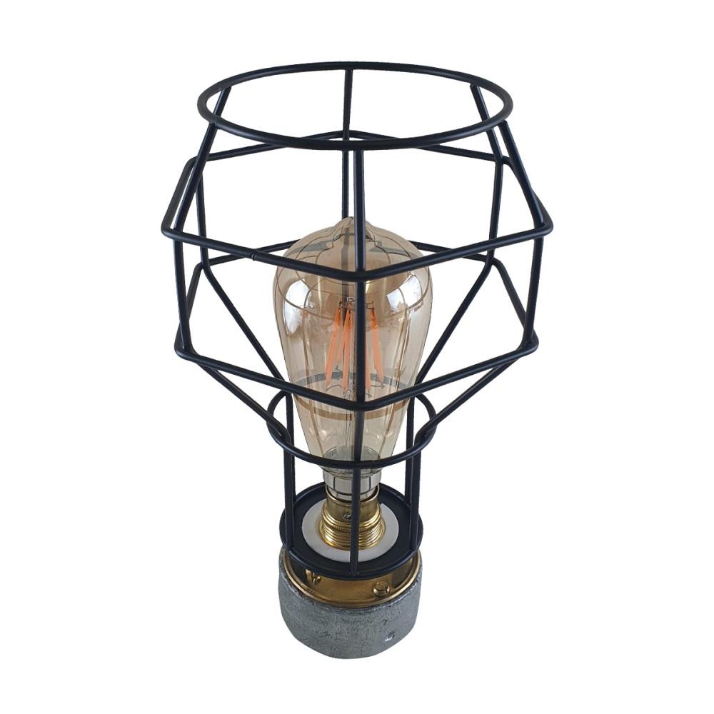 Industrial Lighting Ceiling and Wall Iron Pipe Cage Light featuring a galvanized conduit design and brass finish lamp holder.