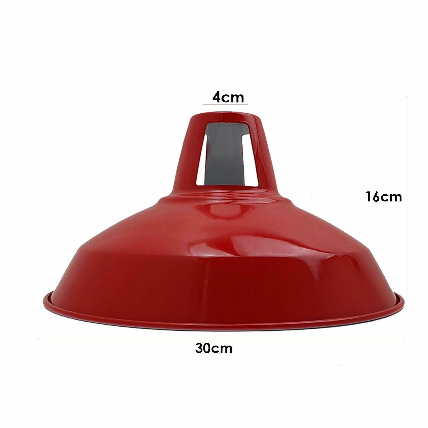 Industrial Metal Ceiling Pendant Light Shade in glossy red finish, showcasing a contemporary design suitable for various interiors.