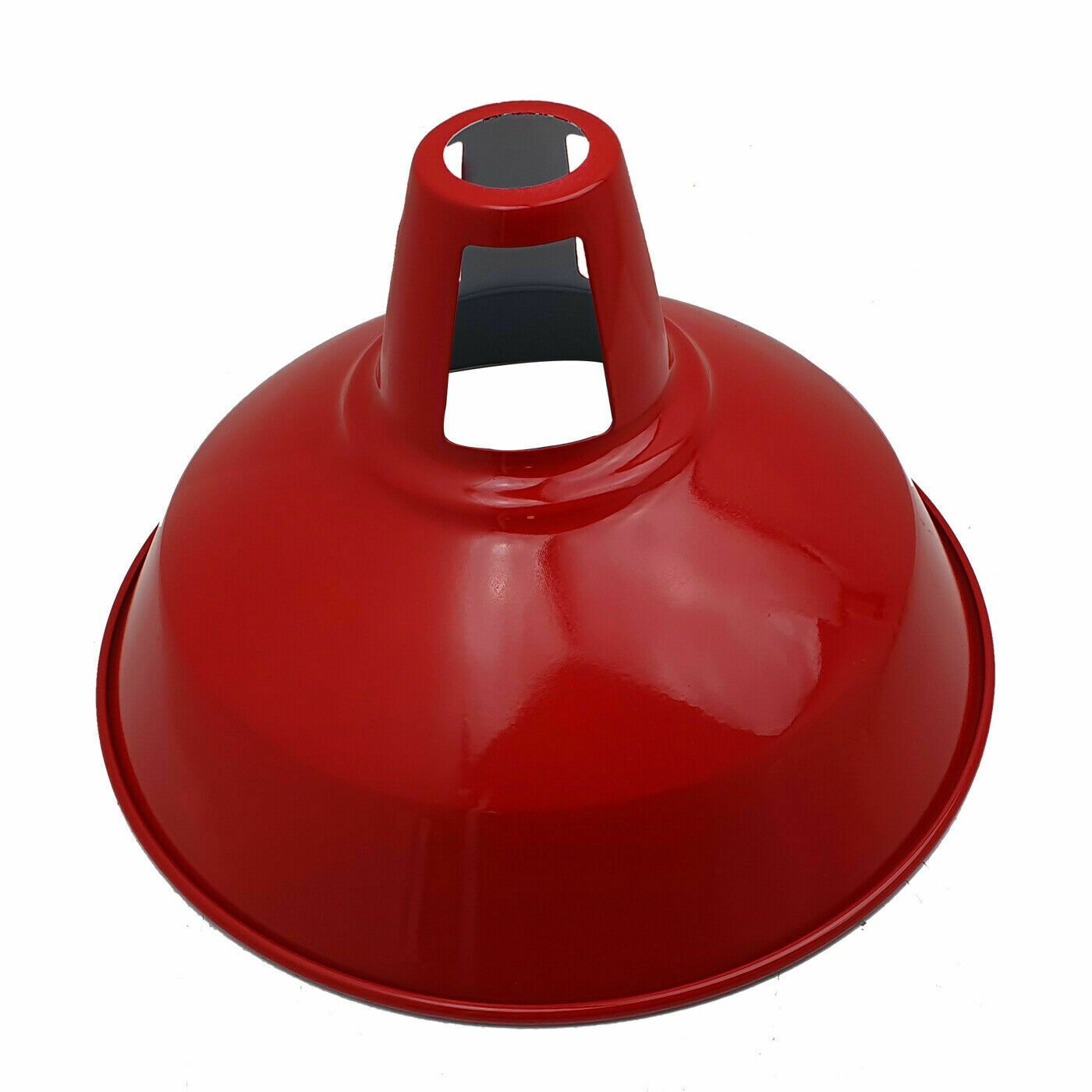 Industrial Metal Ceiling Pendant Light Shade in glossy red finish, showcasing a contemporary design suitable for various interiors.