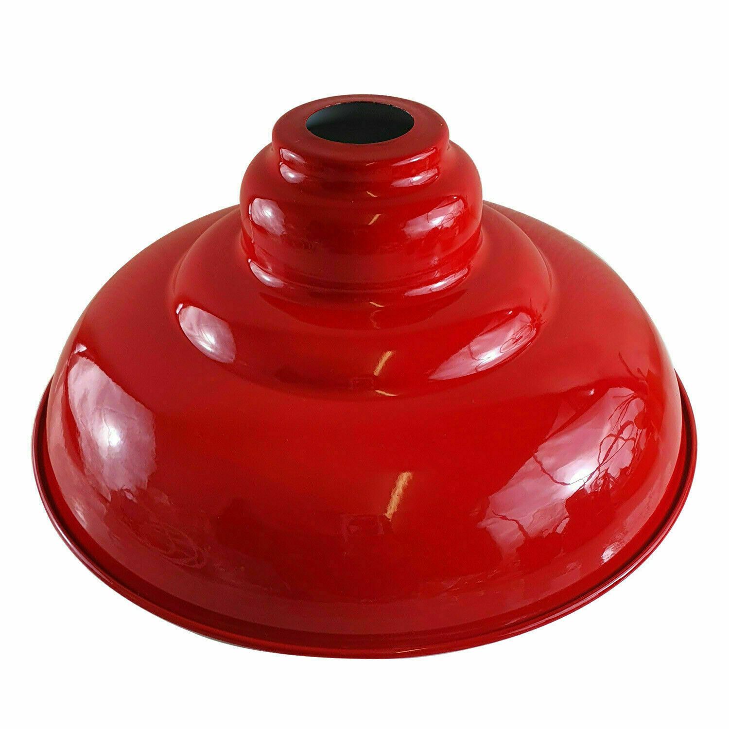 Industrial Metal Ceiling Pendant Light Shade in glossy red finish, showcasing a contemporary design suitable for various interiors.