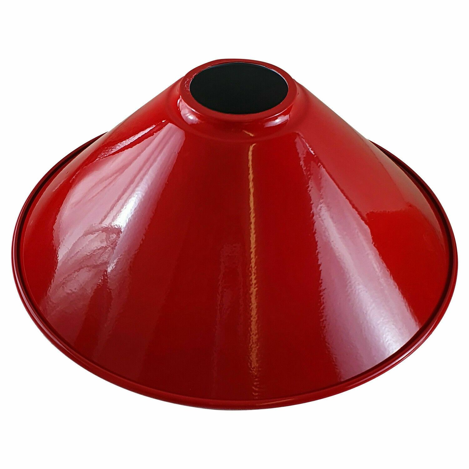 Industrial Metal Ceiling Pendant Light Shade in glossy red finish, showcasing a contemporary design suitable for various interiors.